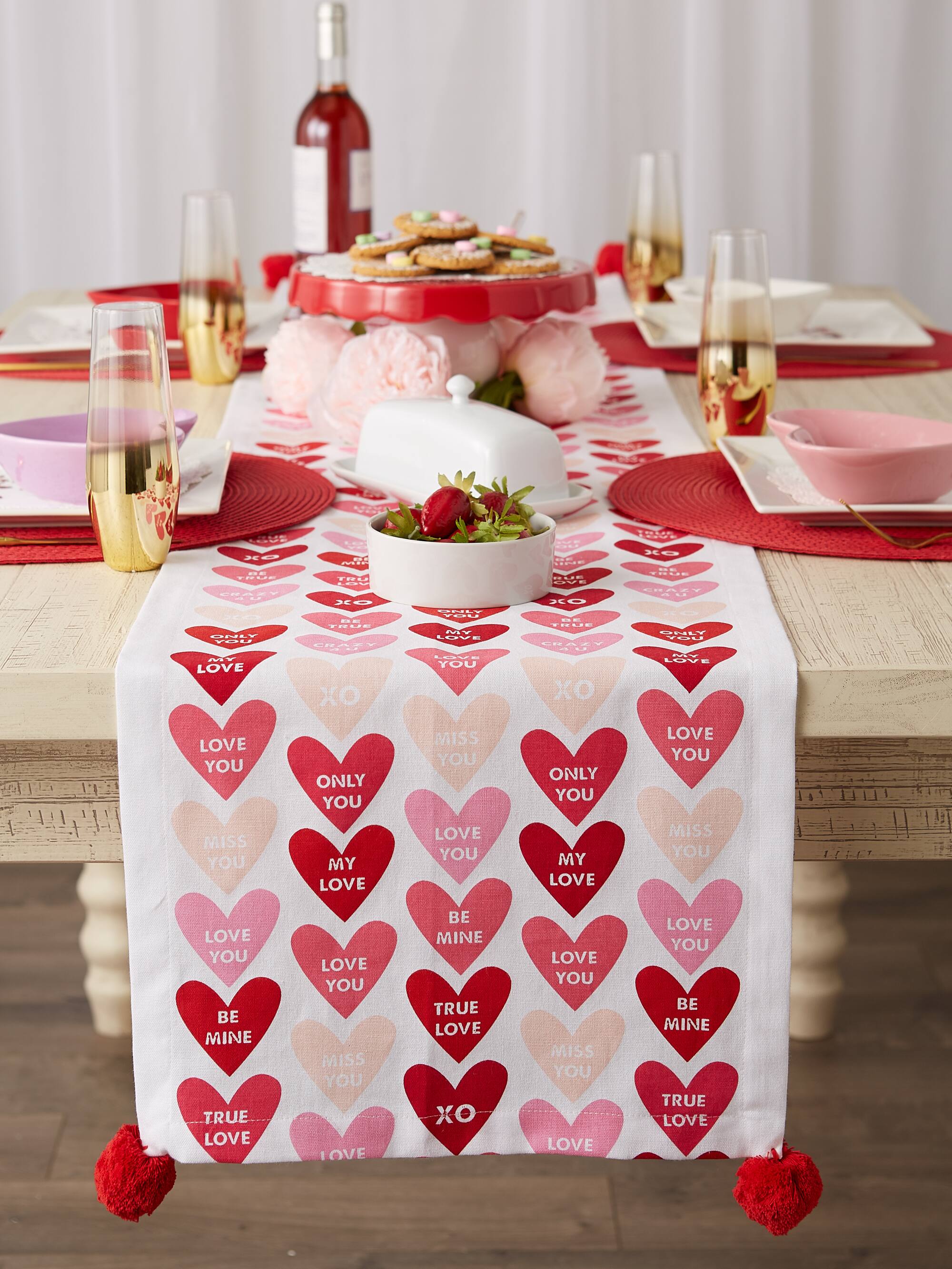 DII® 72" Conversation Hearts Print Table Runner